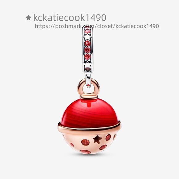 Pandora Two-tone Planet Mars Murano & Sparkling Dangle Charm - Picture 2 of 5